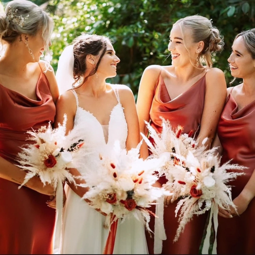 Bride and bridesmaid with soft romantic wedding hair by NED.K HAIR, mobile hairdresser Central Coast NSW