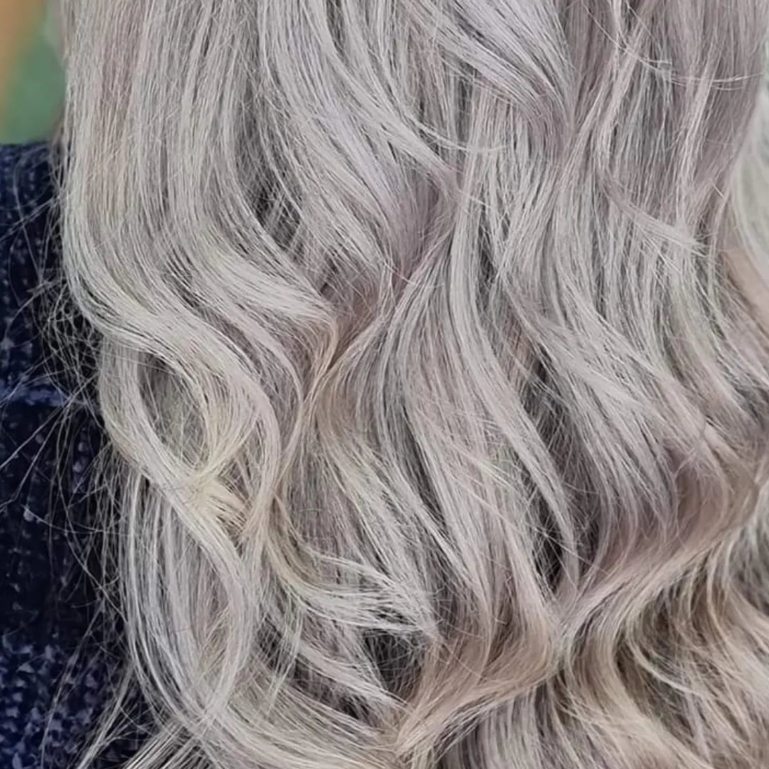 Silver grey hair transformation from box dye – Central Coast mobile hairdresser