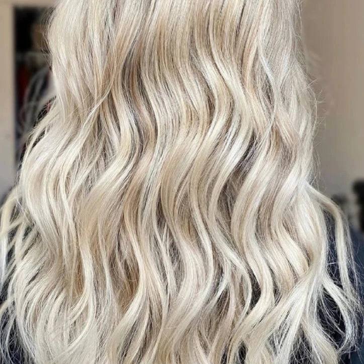 Pearl blonde beach waves – Central Coast mobile hairdresser