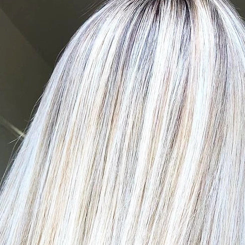 High-contrast icy blonde highlights by NED.K HAIR, mobile hairdresser Central Coast NSW
